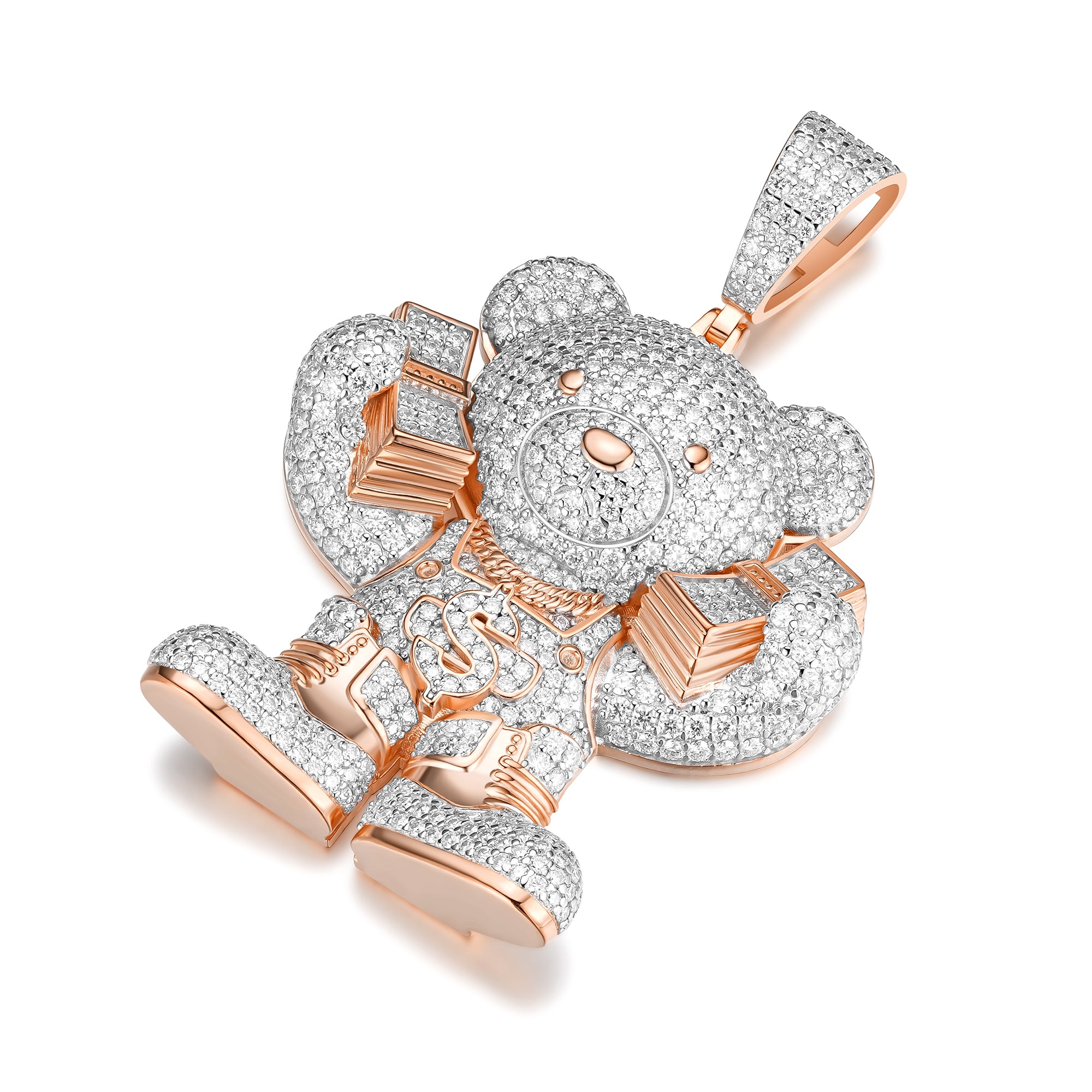 Money Bear Pendant – Iced Out 925 Moissanite Hip Hop Teddy Charm | UIU Jewelry
