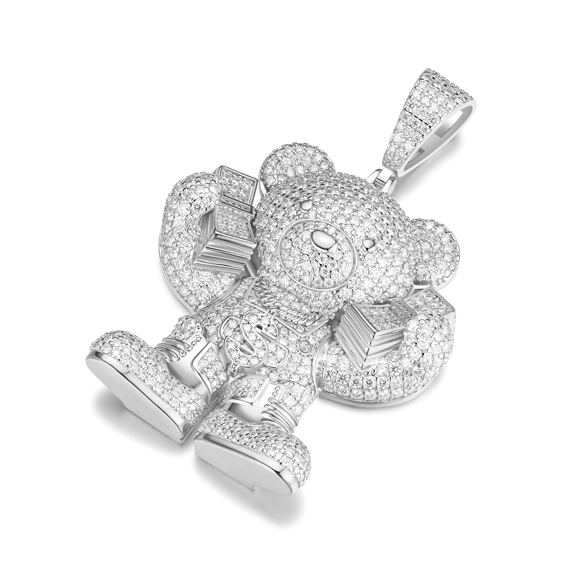 Money Bear Pendant – Iced Out 925 Moissanite Hip Hop Teddy Charm | UIU Jewelry