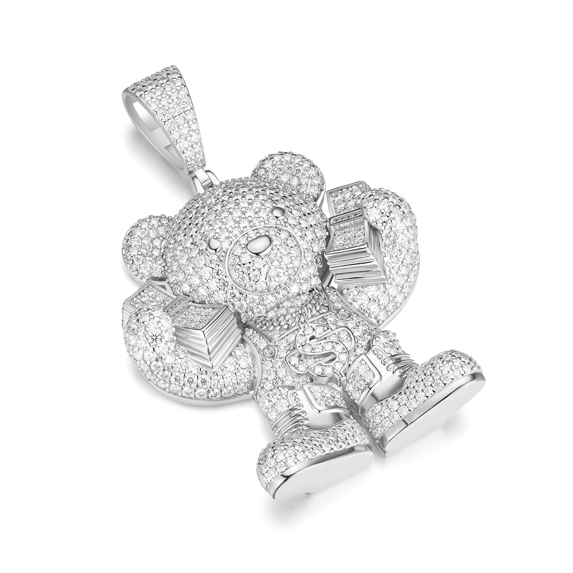 Money Bear Pendant – Iced Out 925 Moissanite Hip Hop Teddy Charm | UIU Jewelry