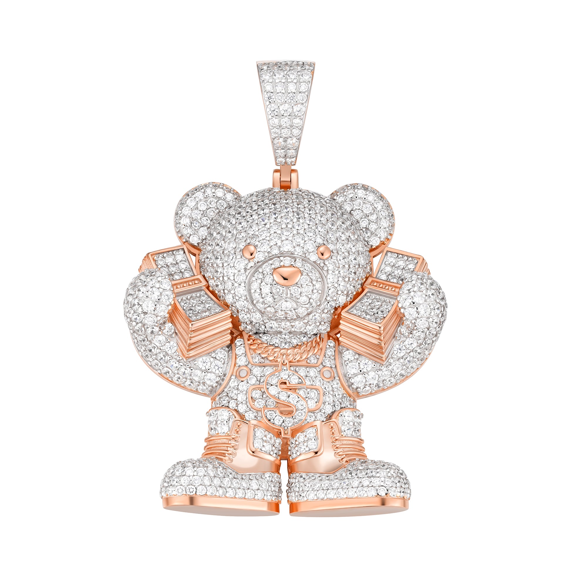 Money Bear Pendant – Iced Out 925 Moissanite Hip Hop Teddy Charm | UIU Jewelry