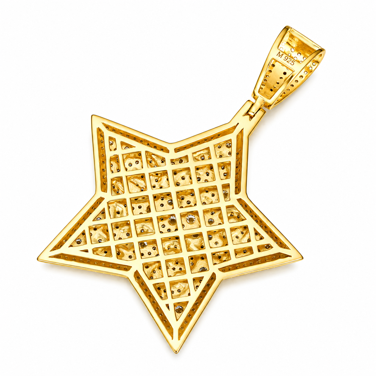 Money Symbol Star Moissanite Pendant | 14K Gold Plated Over 925 Sterling Silver