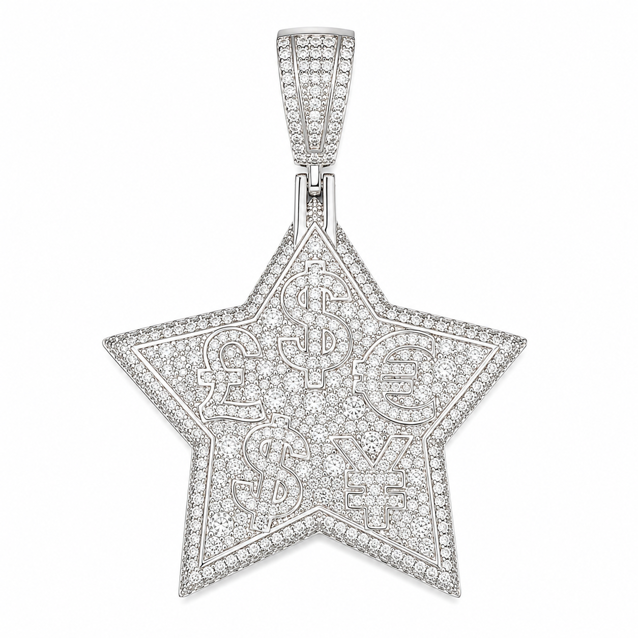 Money Symbol Star Moissanite Pendant | 14K Gold Plated Over 925 Sterling Silver