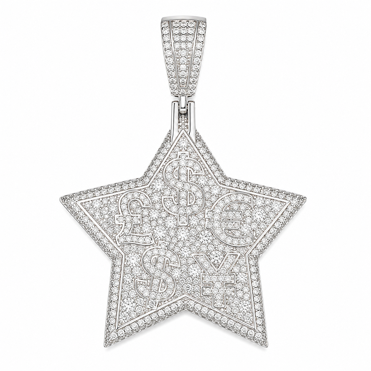Money Symbol Star Moissanite Pendant | 14K Gold Plated Over 925 Sterling Silver