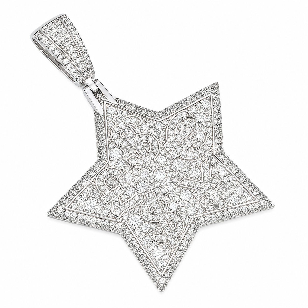 Money Symbol Star Moissanite Pendant | 14K Gold Plated Over 925 Sterling Silver