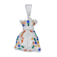 Iced Out Money Bag Pendant  Moissanite Bling Pendant