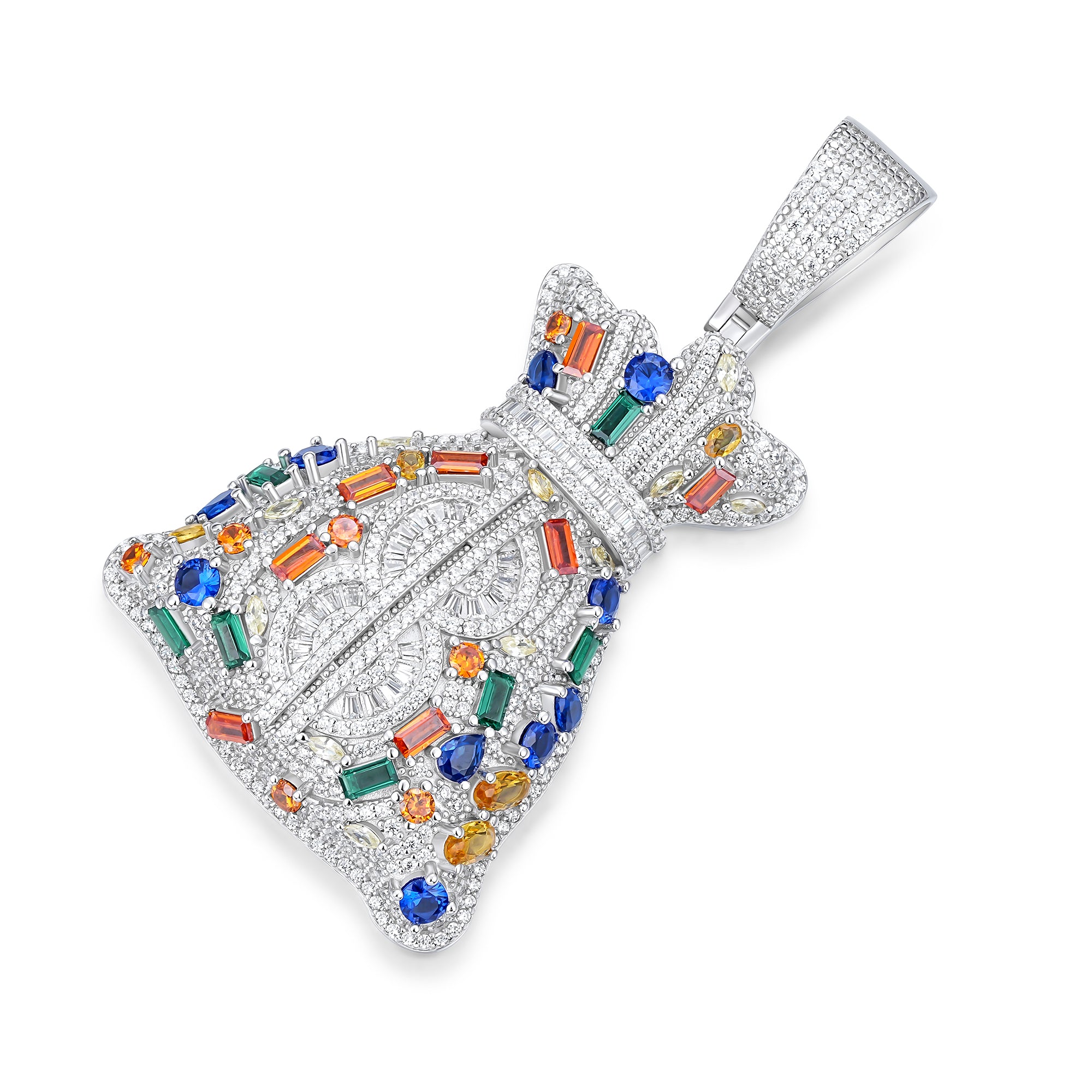 Iced Out Money Bag Pendant  Moissanite Bling Pendant