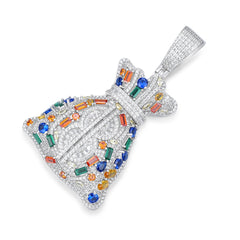Iced Out Money Bag Pendant  Moissanite Bling Pendant
