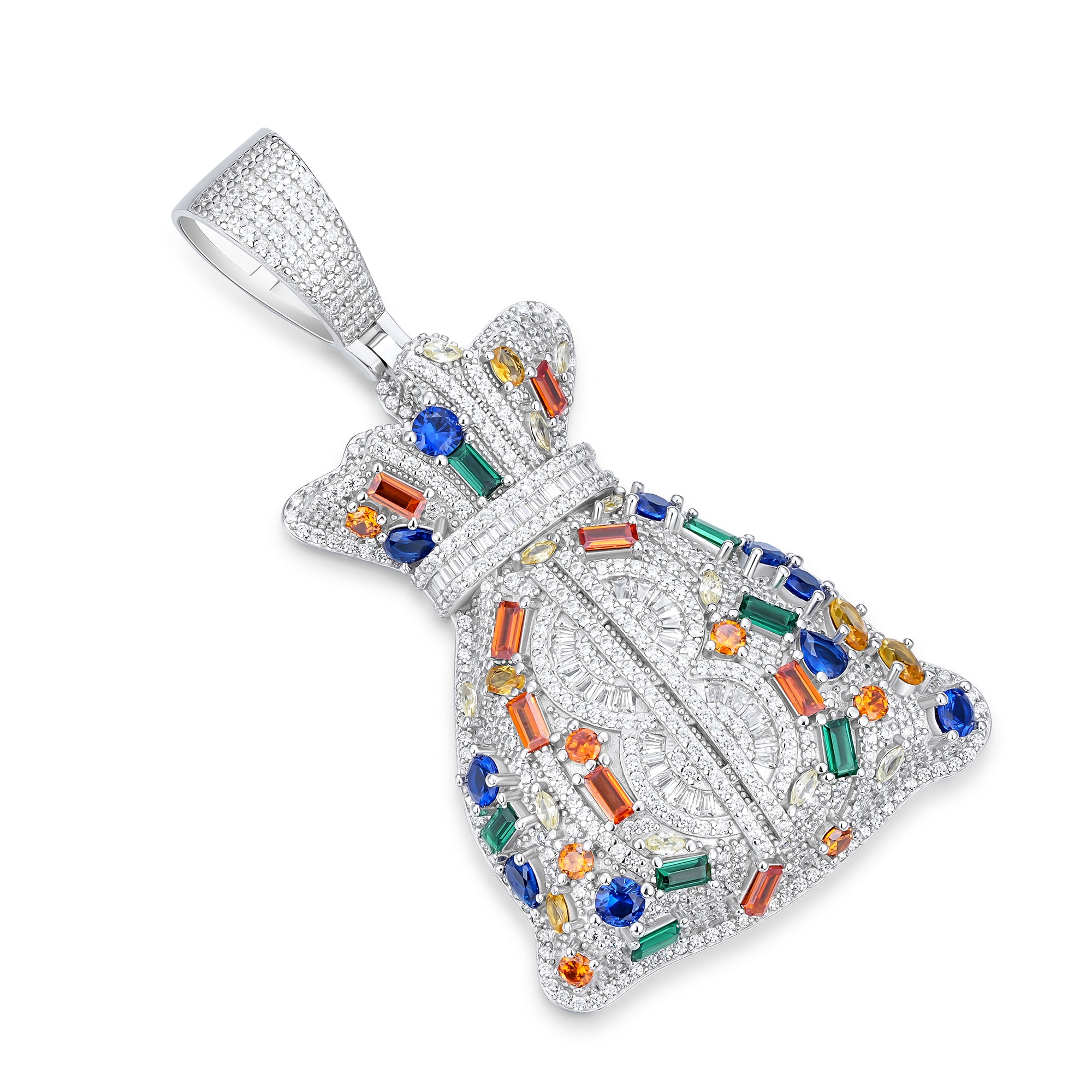 Iced Out Money Bag Pendant  Moissanite Bling Pendant