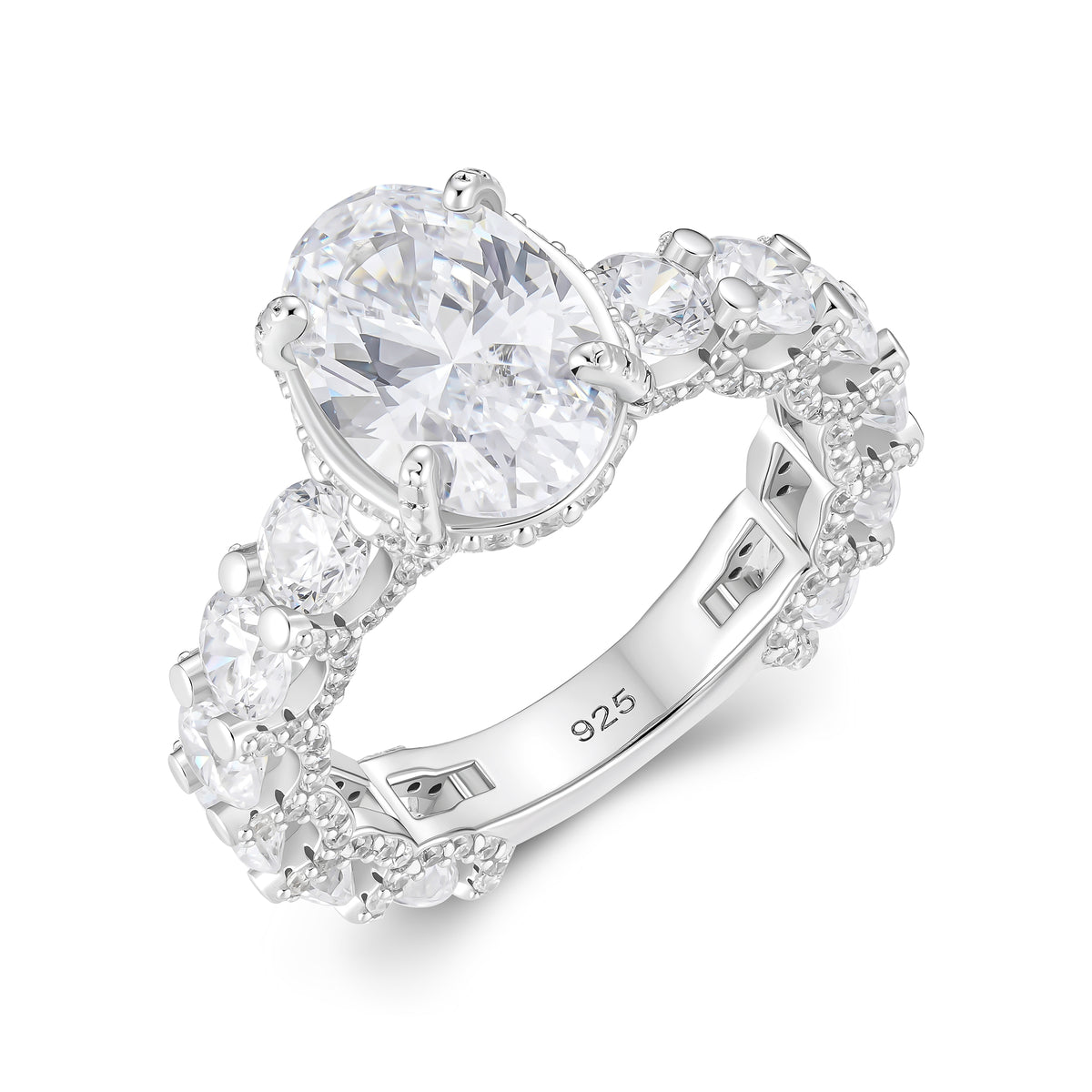Oval Cut Moissanite Engagement Ring – 925 Sterling Silver Eternity Band | UIU Jewelry