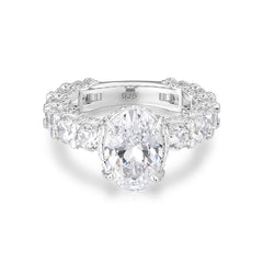 Oval Cut Moissanite Engagement Ring – 925 Sterling Silver Eternity Band | UIU Jewelry