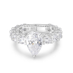 Pear Cut Moissanite Engagement Ring – 925 Sterling Silver Eternity Band | UIU Jewelry