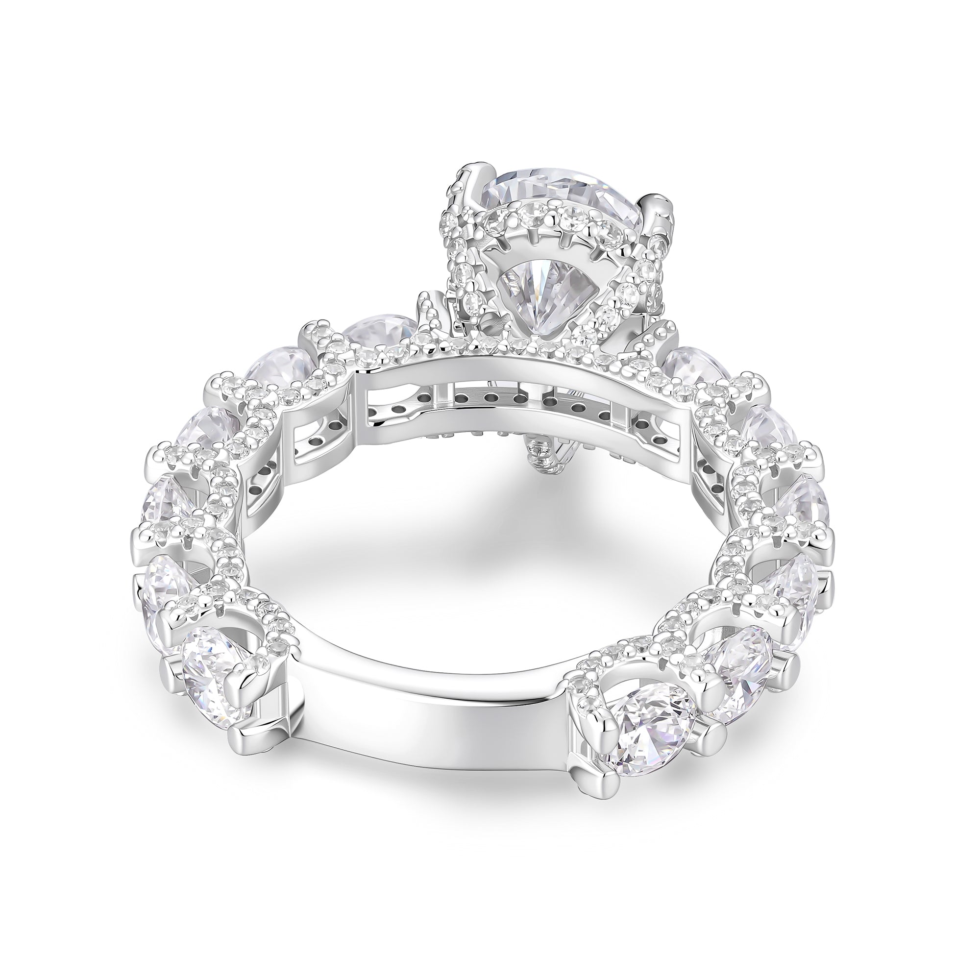 Pear Cut Moissanite Engagement Ring – 925 Sterling Silver Eternity Band | UIU Jewelry