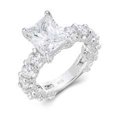 Princess Cut Moissanite Engagement Ring – 925 Sterling Silver Eternity Band | UIU Jewelry