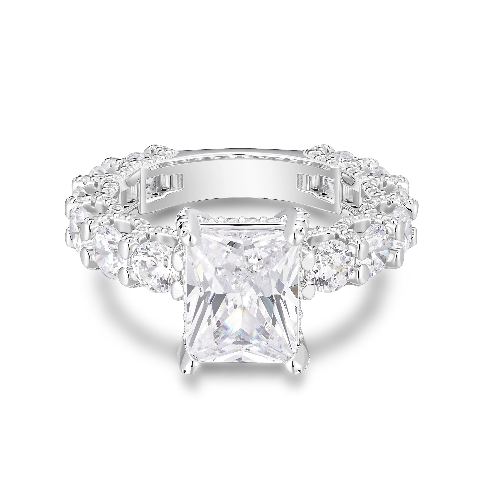 Princess Cut Moissanite Engagement Ring – 925 Sterling Silver Eternity Band | UIU Jewelry