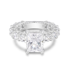 Princess Cut Moissanite Engagement Ring – 925 Sterling Silver Eternity Band | UIU Jewelry