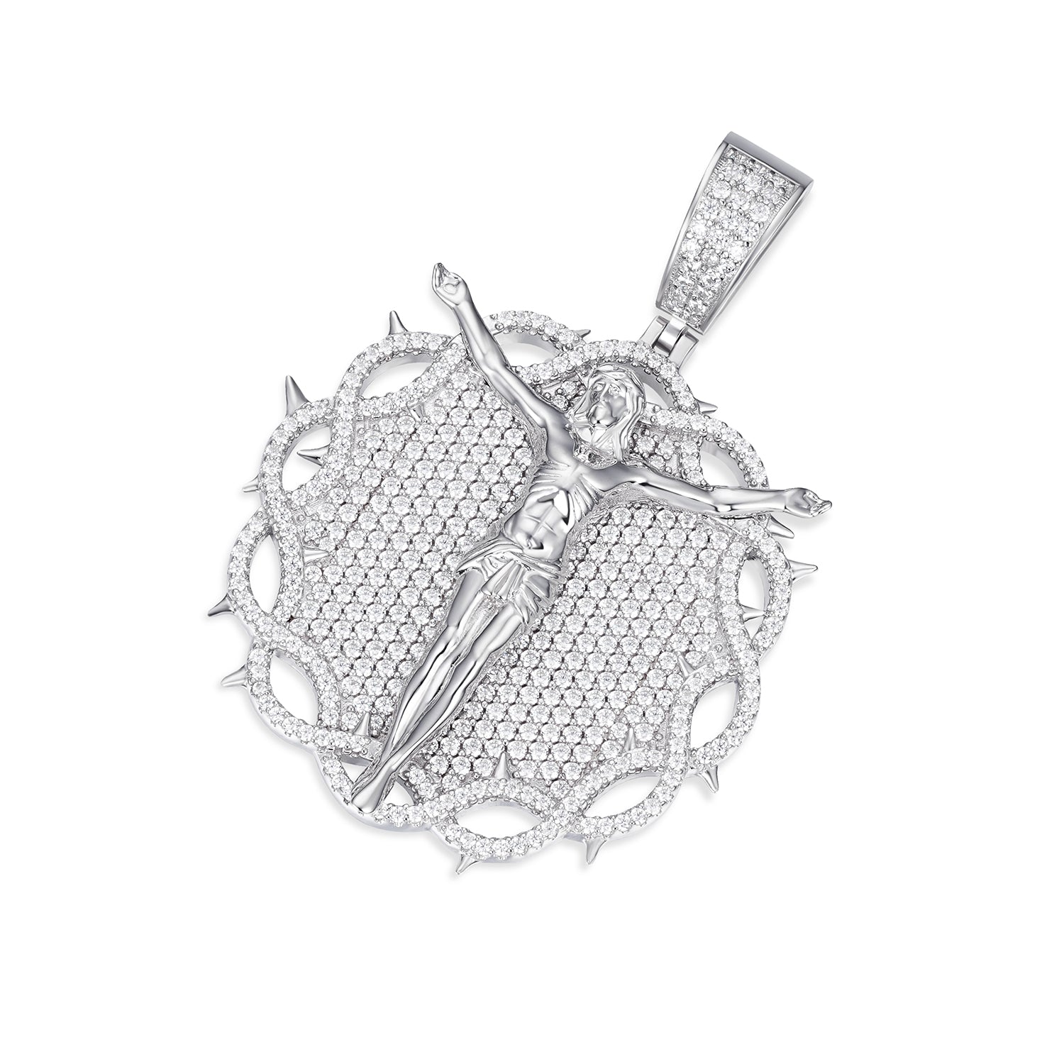 Sacred Moissanite Jesus on Cross Pendant