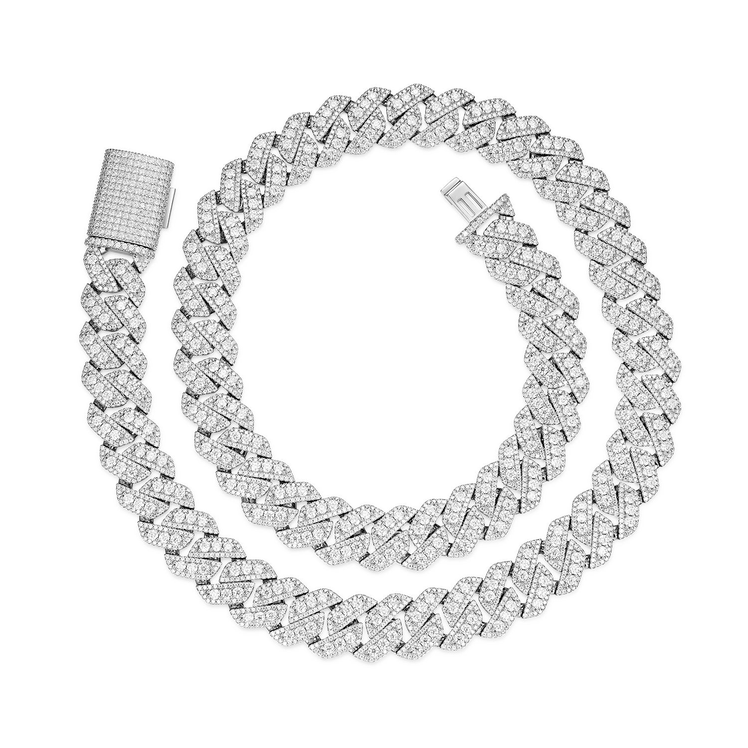 Shine Cuban Necklace – Iced Out with Moissanite Stones 10MM 14MM