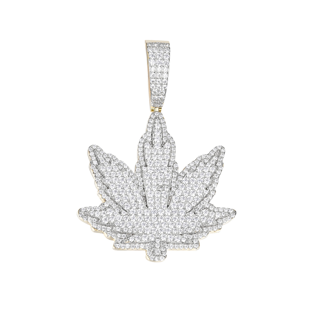 Sparkling Leaf Pendant with Moissanite Stones