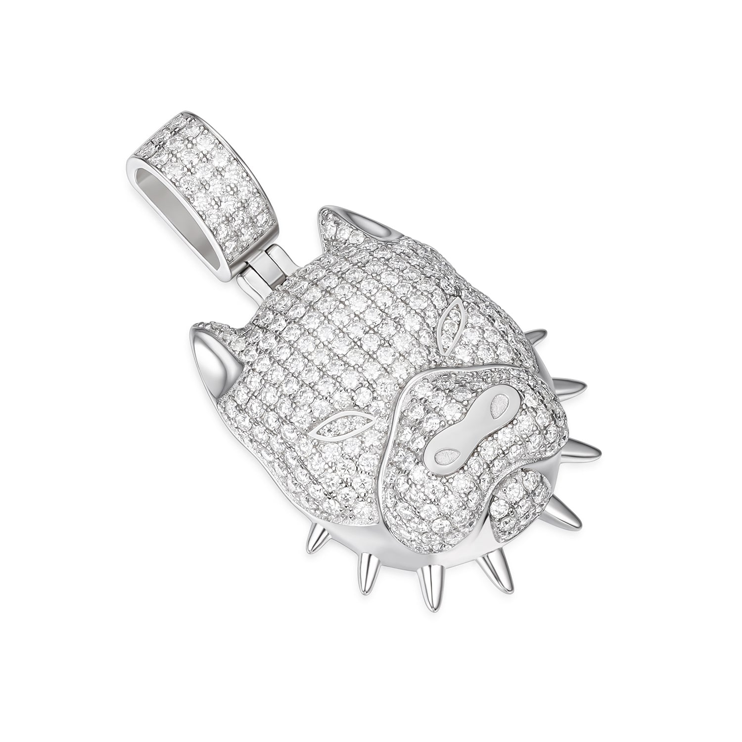 Spiked Pitbull Pendant with Moissanite Stones