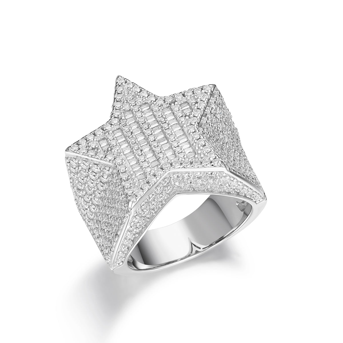 Super Star Baguette and Round VVS  Moissanite  Ring