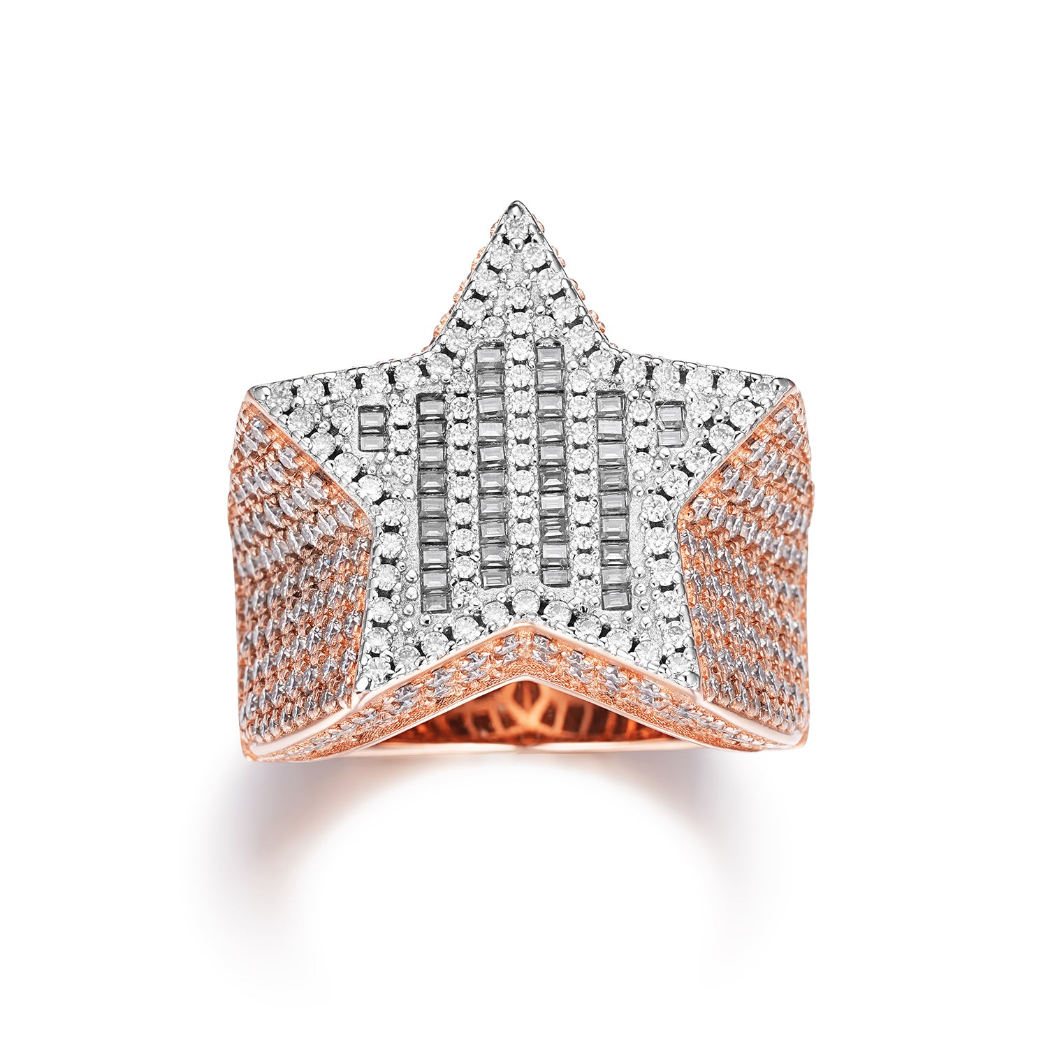 Super Star Baguette and Round VVS  Moissanite  Ring