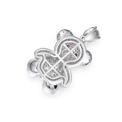 Teddy Bear Charm Moissanite & Pink Gemstone Eyes
