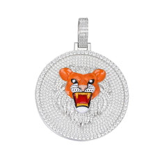Tiger Moissanite Circle Pendant  Unique Vibrant Design