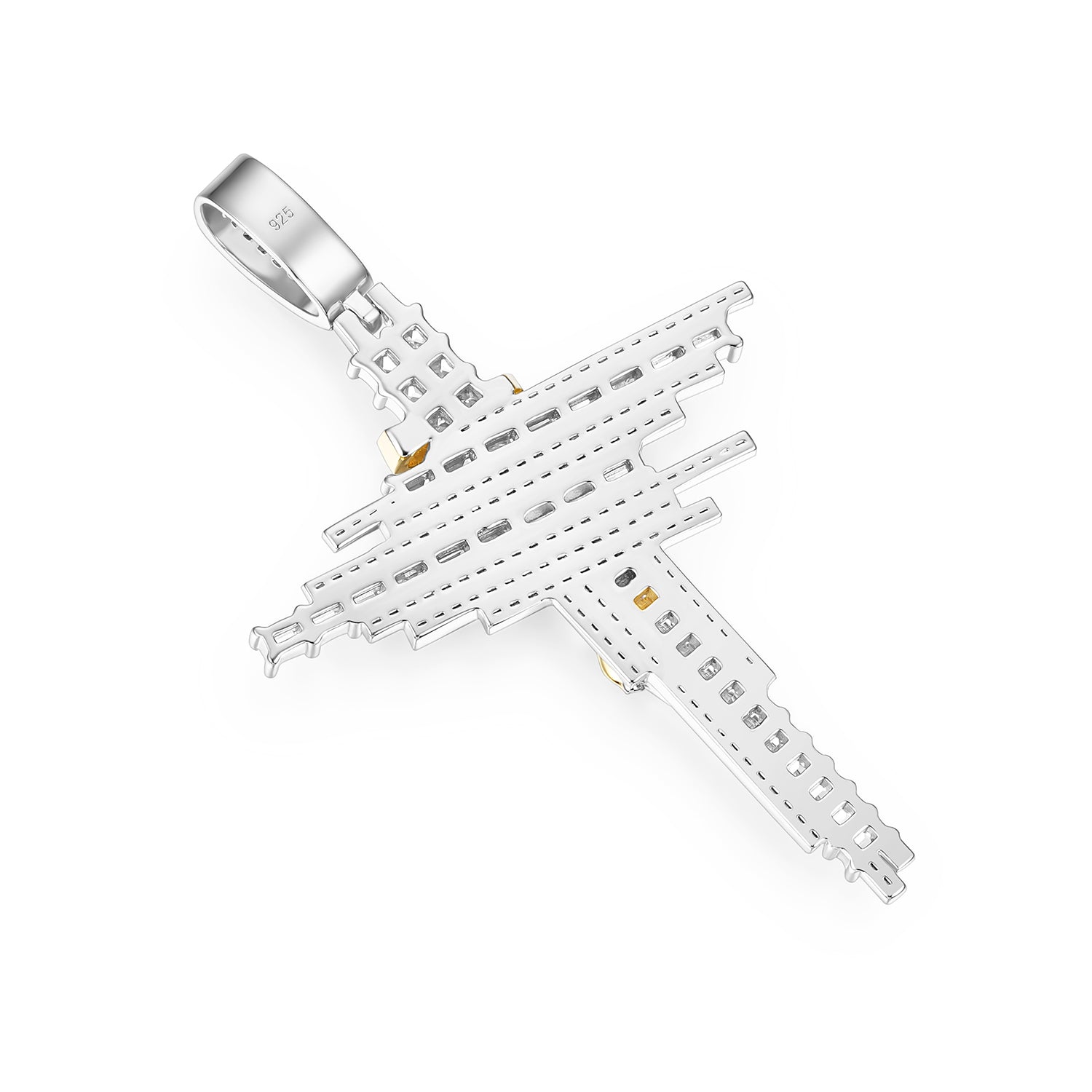Two-Tone Golden Crucifix Pendant VVS Moissanite Jewelry
