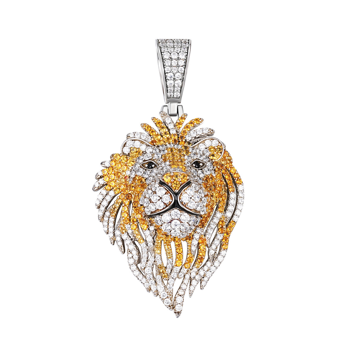 Two-Tone Moissanite Lion Pendant with VVS Moissanite Stones