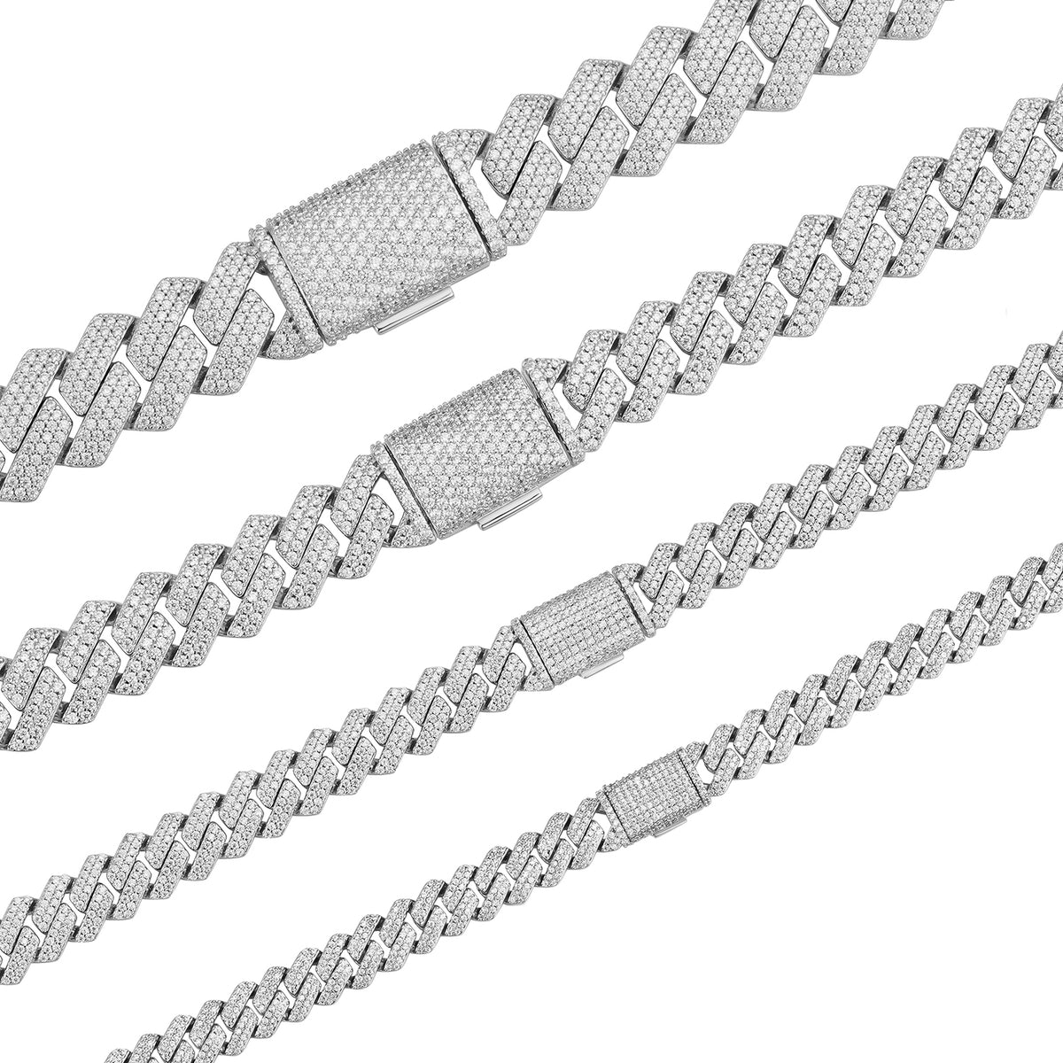 VVS Colorless Moissanite Cuban Link Chain 14K Gold (ALL SIZES)
