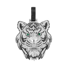 Iced Out Tiger Head Moissanite Pendant – S925 Silver Hip Hop Jewelry