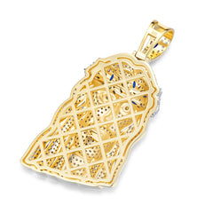 Moissanite Jesus Piece Pendant – S925 Silver, Blue CZ Crown, Two-Tone Finish | UIU Jewelry