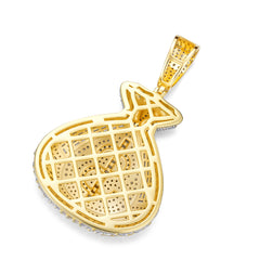 Moissanite Money Bag Pendant – S925 Silver Iced-Out Dollar Sign, Two-Tone Finish | UIU Jewelry